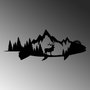 Wallity Mountain And Deer Escultura de Pared de Metal Negra